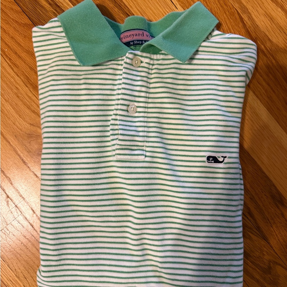 Vineyard Vines Green and White Striped Polo - Picture 3 of 3